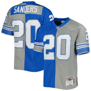 Barry Sanders Detroit Lions 1996 Mitchell & Ness Silver Blue Split Legacy Jersey - All Stitched
