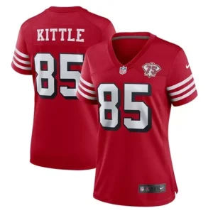 Women's George Kittle San Francisco 49ers Scarlet 75th Patch Jersey - All Stitched