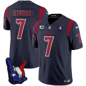 CJ Stroud Houston Texans Color Rush Hand Sign Throwing Up The H Jersey - All Stitched