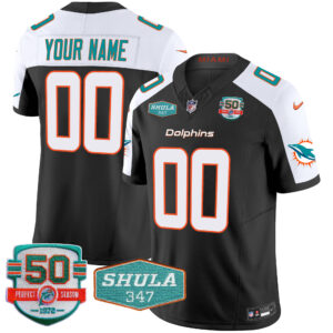 Dolphins Shula 347 Patch Vapor Custom Jersey - All Stitched