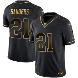 Deion Sanders Atlanta Falcons Black Gold Jersey - All Stitched