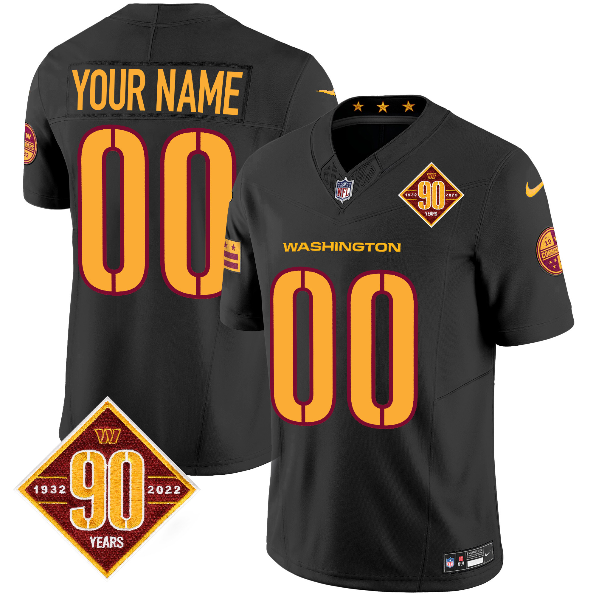 Washington Commanders 90th Anniversary Patch Vapor Custom Jersey V3 - All Stitched - Image 3
