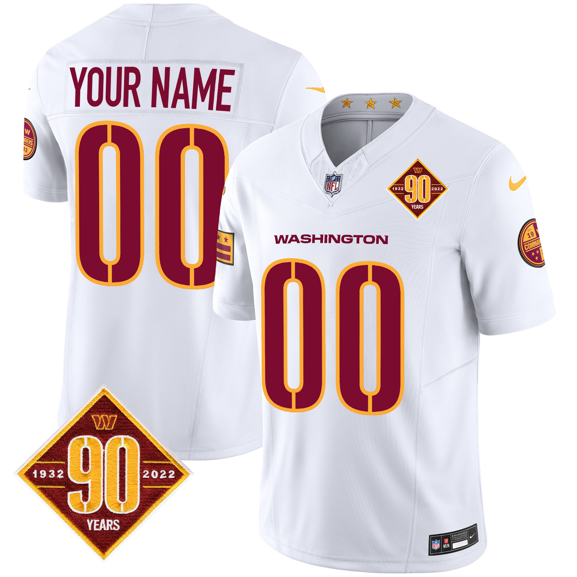 Washington Commanders 90th Anniversary Patch Vapor Custom Jersey V3 - All Stitched - Image 5