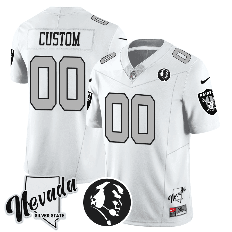Raiders John Madden Honoring & Nevada Silver State Patch Vapor Custom Jersey - All Stitched - Image 5
