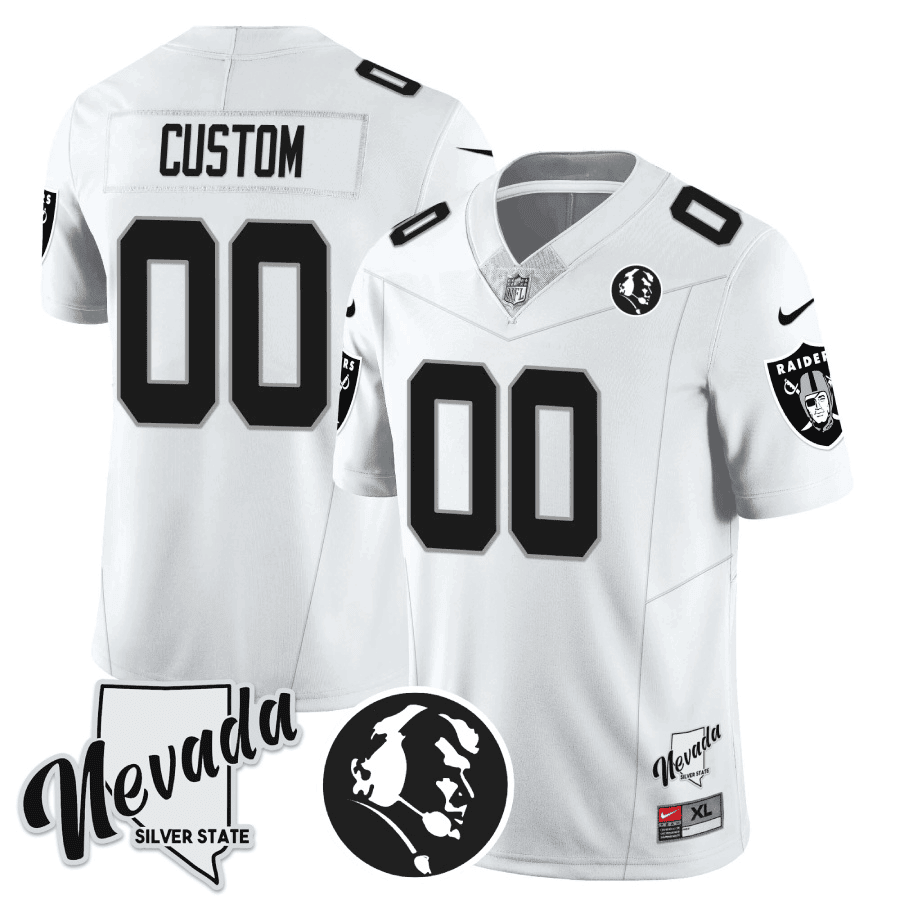 Raiders John Madden Honoring & Nevada Silver State Patch Vapor Custom Jersey - All Stitched - Image 2