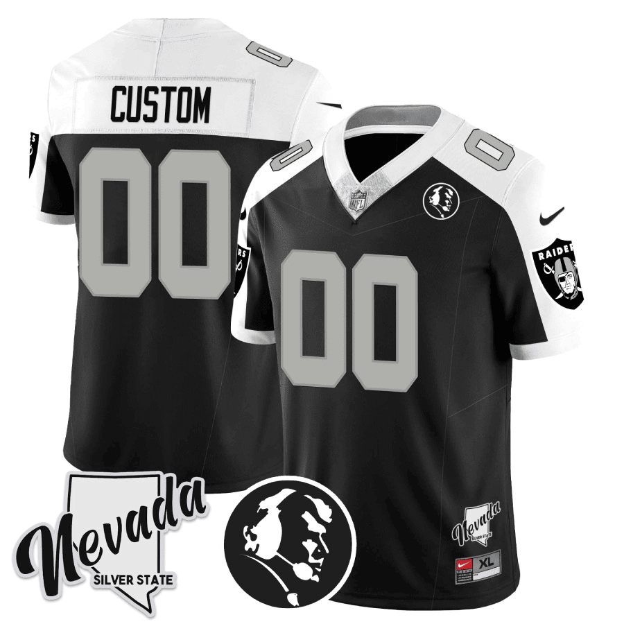 Raiders John Madden Honoring & Nevada Silver State Patch Vapor Custom Jersey - All Stitched - Image 3