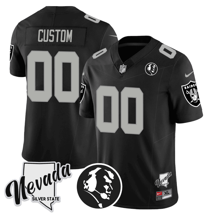Raiders John Madden Honoring & Nevada Silver State Patch Vapor Custom Jersey - All Stitched