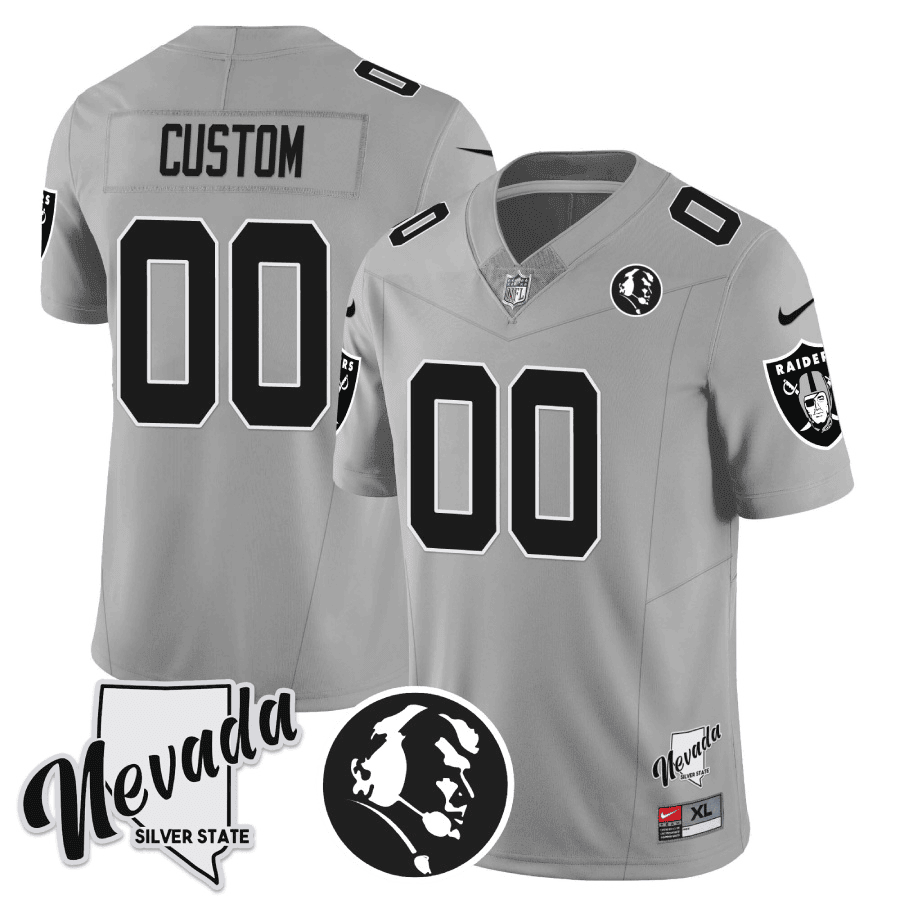 Raiders John Madden Honoring & Nevada Silver State Patch Vapor Custom Jersey - All Stitched - Image 4