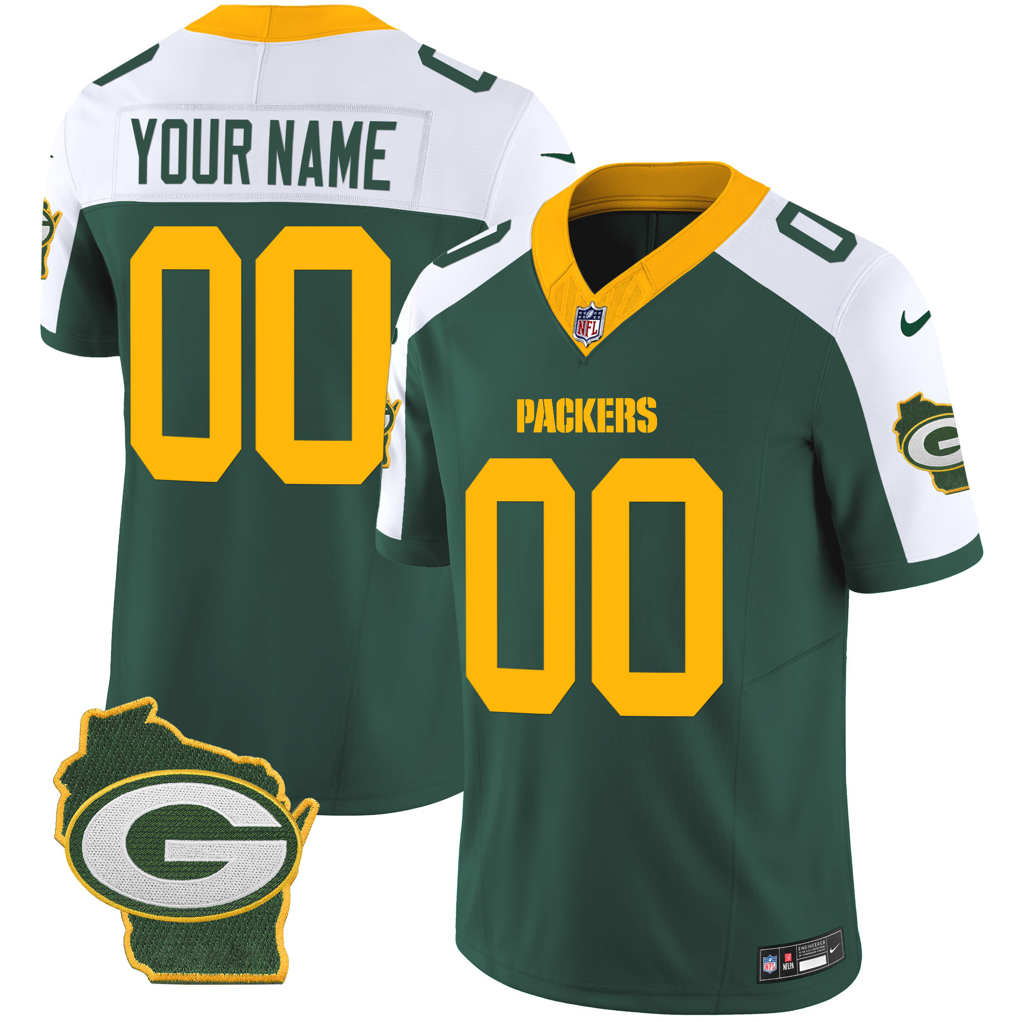 Packers Home Patch Vapor Custom Jersey V3 - All Stitched - Image 2