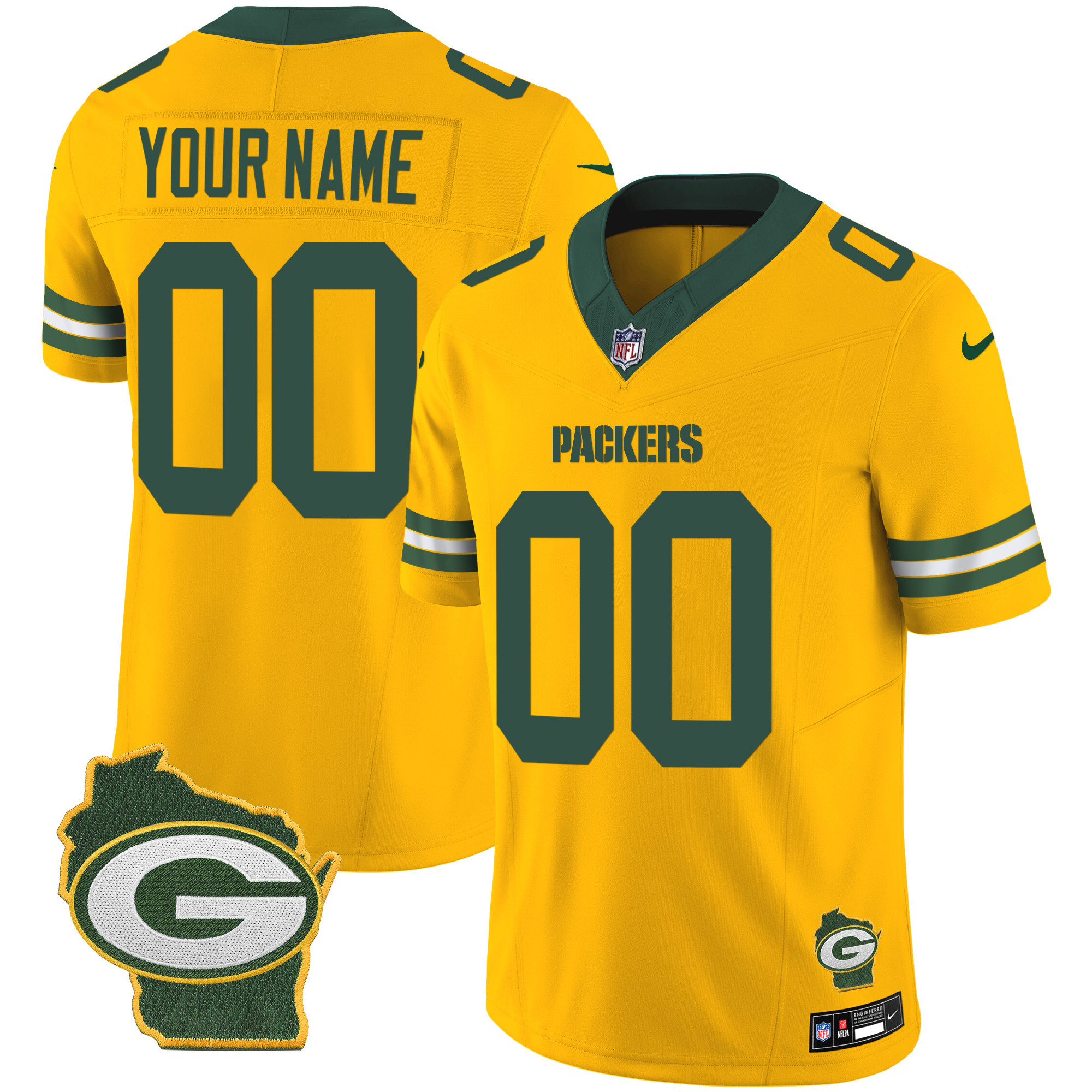 Packers Home Patch Vapor Custom Jersey V3 - All Stitched - Image 6