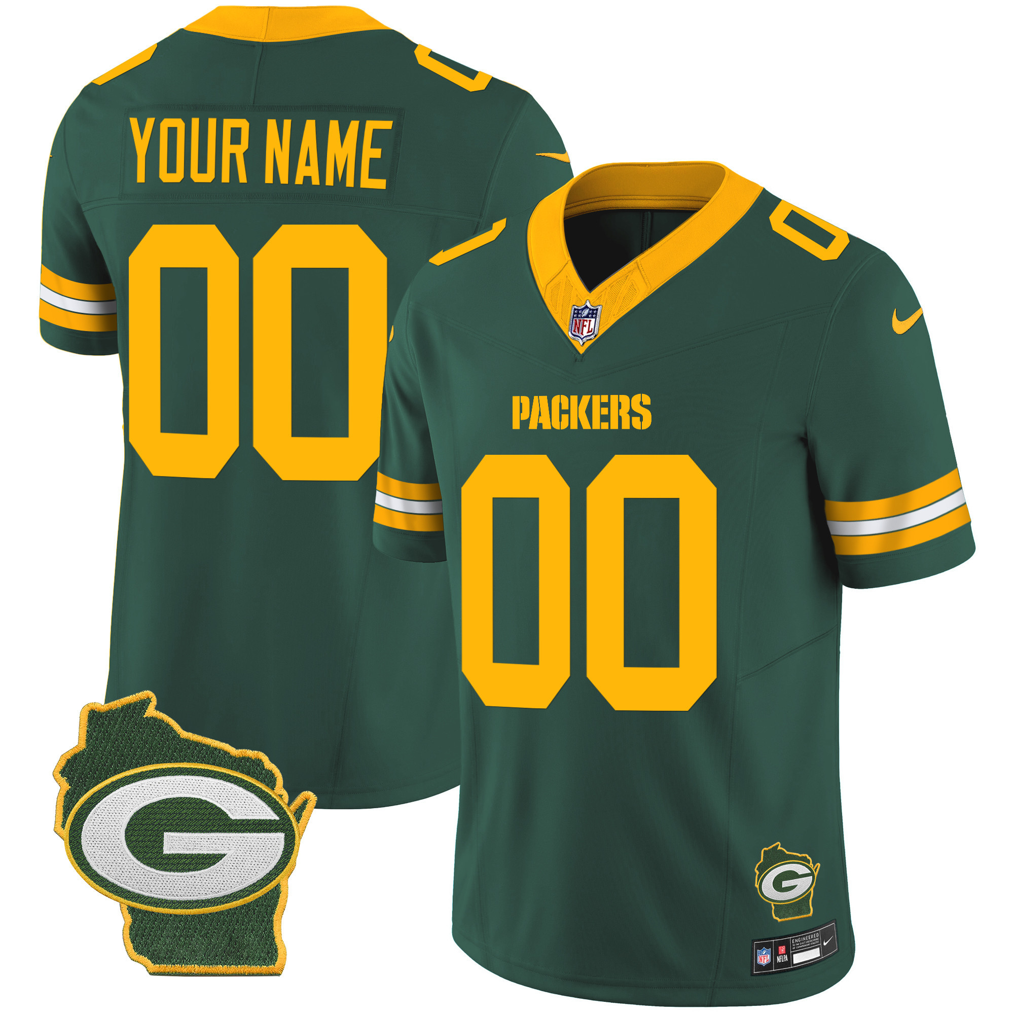 Packers Home Patch Vapor Custom Jersey V3 - All Stitched - Image 3