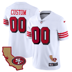 49ers 1994 California State Map Patch Throwback Custom Jersey - All Stitched