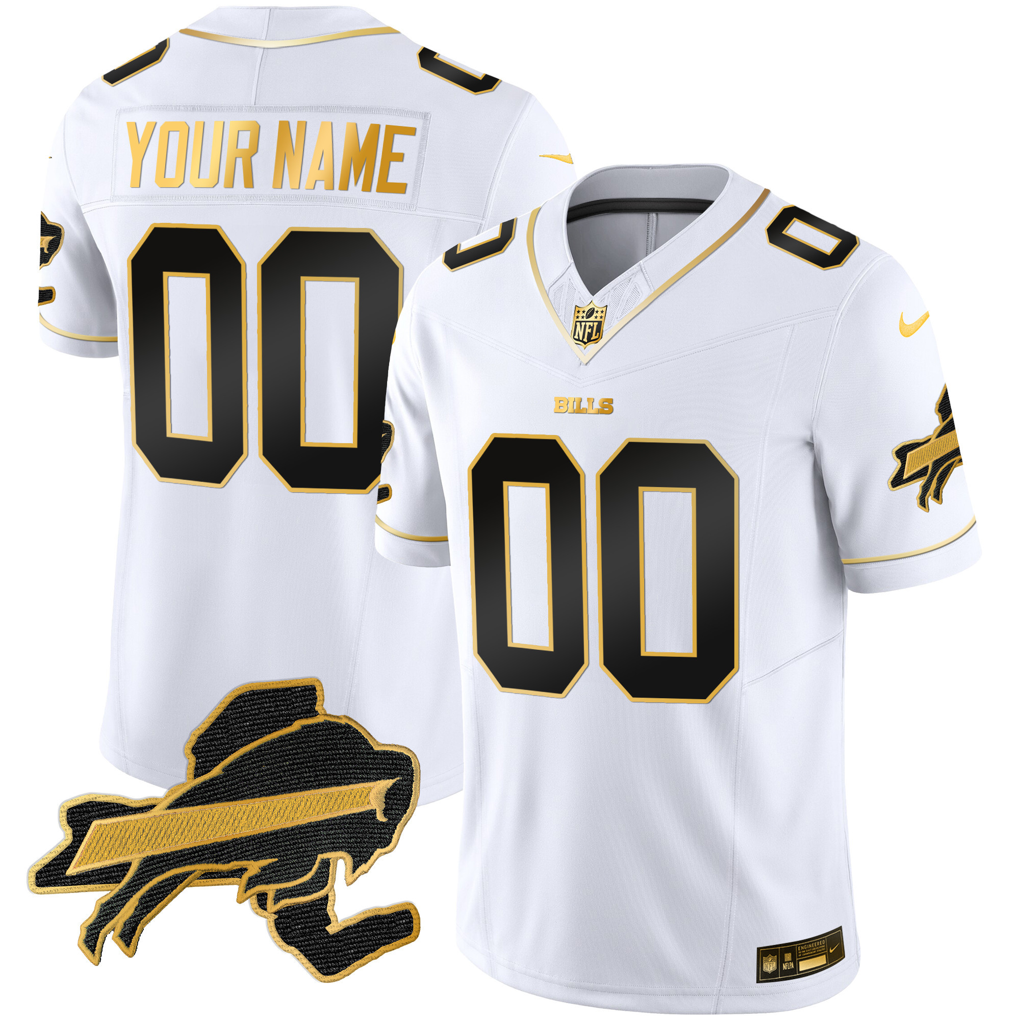 Bills New York Patch Gold Vapor Limited Custom Jersey - All Stitched - Image 4