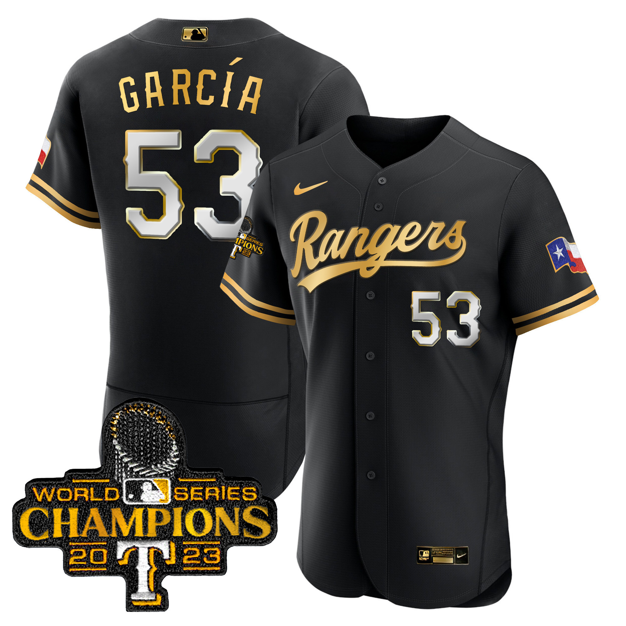 Men's Texas Rangers 2023 World Series Champions Flex Base Jersey V3 - All Stitched - Image 4