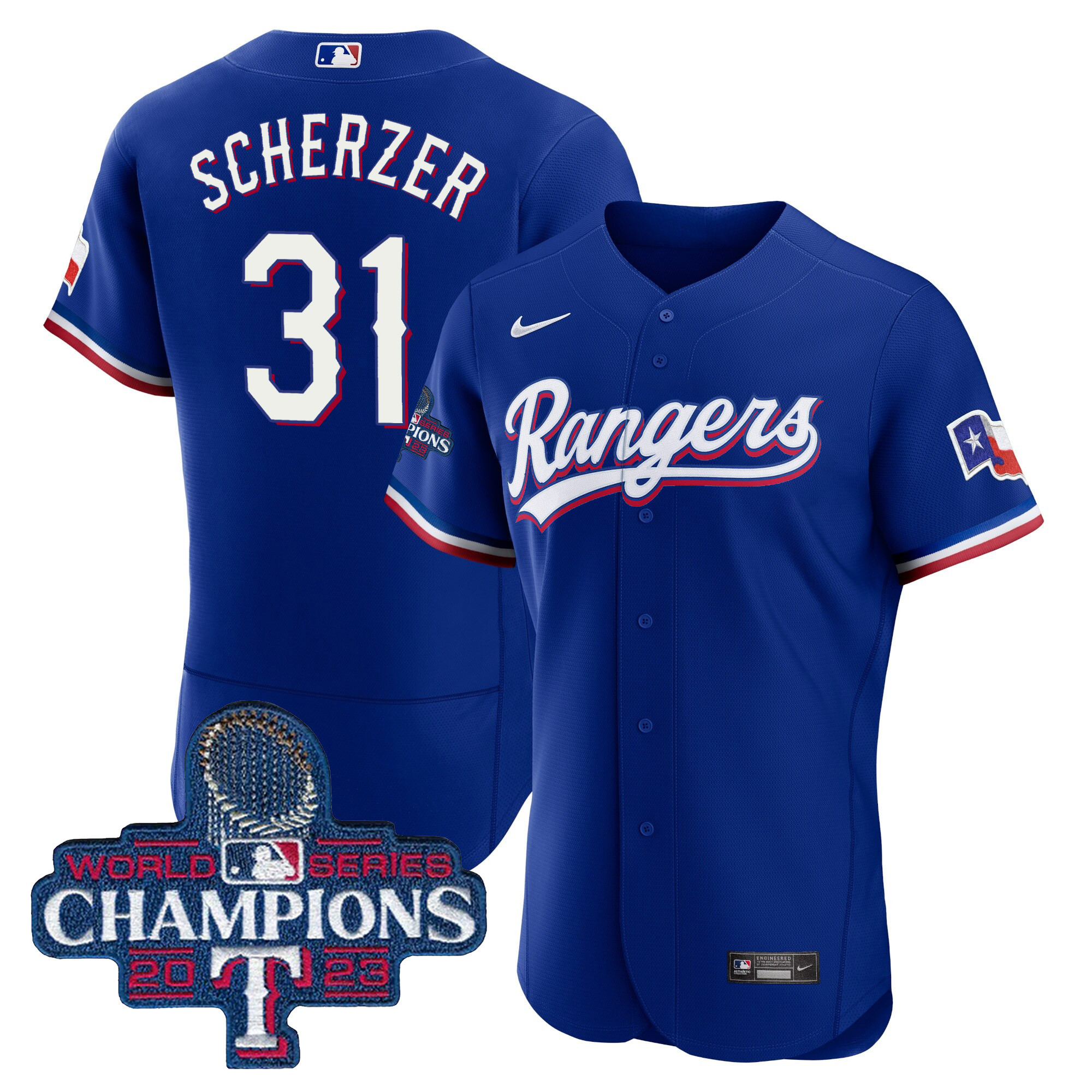 Men's Texas Rangers 2023 World Series Champions Flex Base Jersey V3 - All Stitched - Image 35