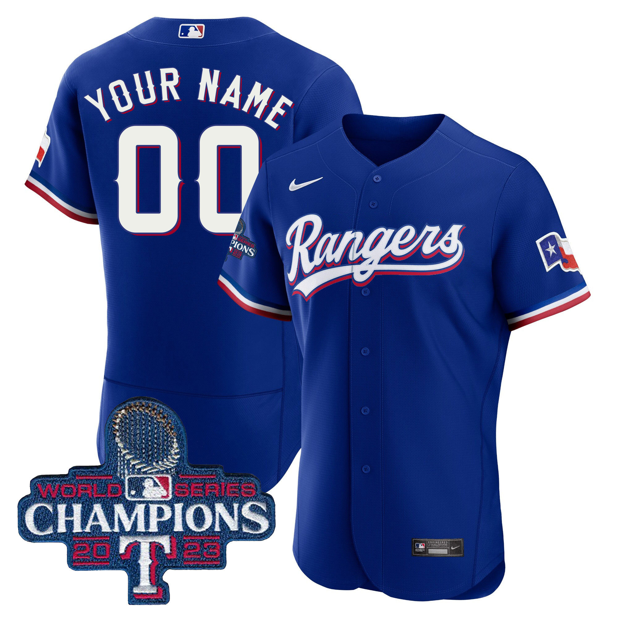 Texas Rangers 2023 World Series Champions Flex Base Custom Jersey V3 - All Stitched - Image 4