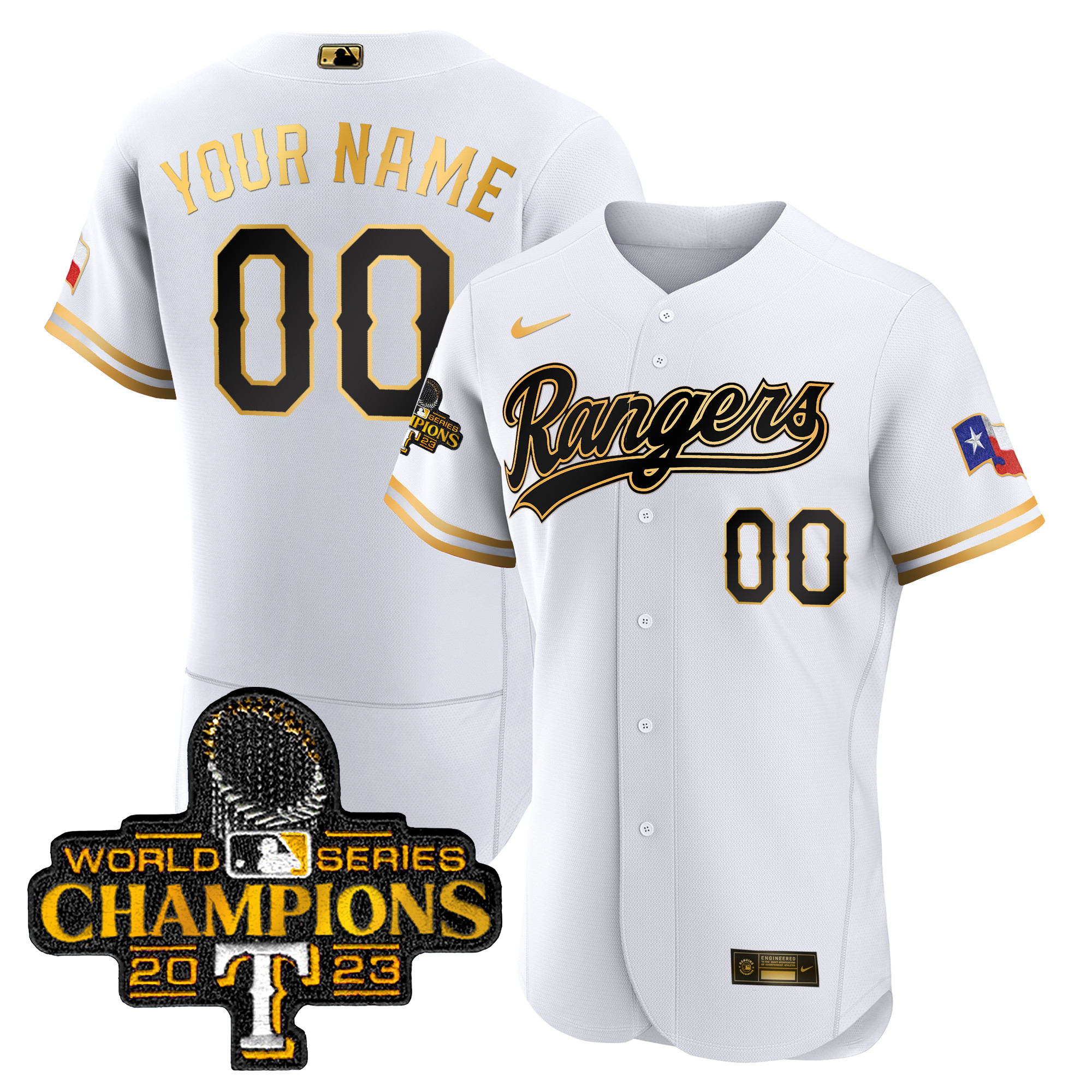 Texas Rangers 2023 World Series Champions Flex Base Custom Jersey V3 - All Stitched - Image 2