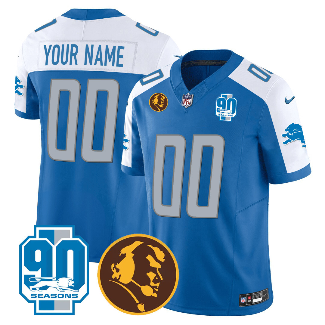 Detroit Lions 90th & John Madden Patch Custom Jersey - All Stitched - Image 2