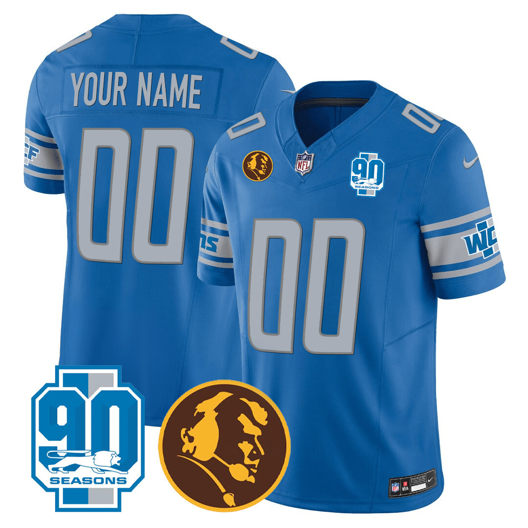 Detroit Lions 90th & John Madden Patch Custom Jersey - All Stitched - Image 3