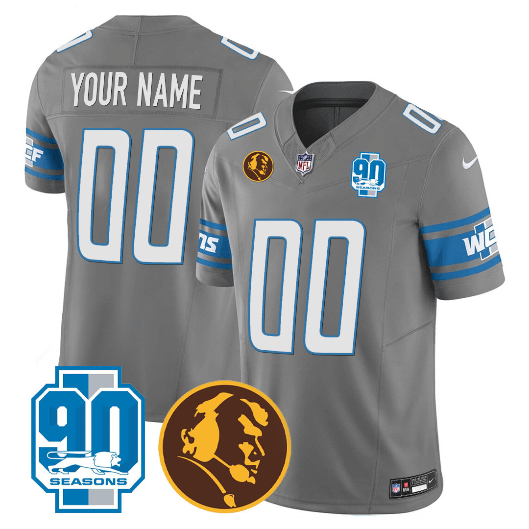 Detroit Lions 90th & John Madden Patch Custom Jersey - All Stitched - Image 5