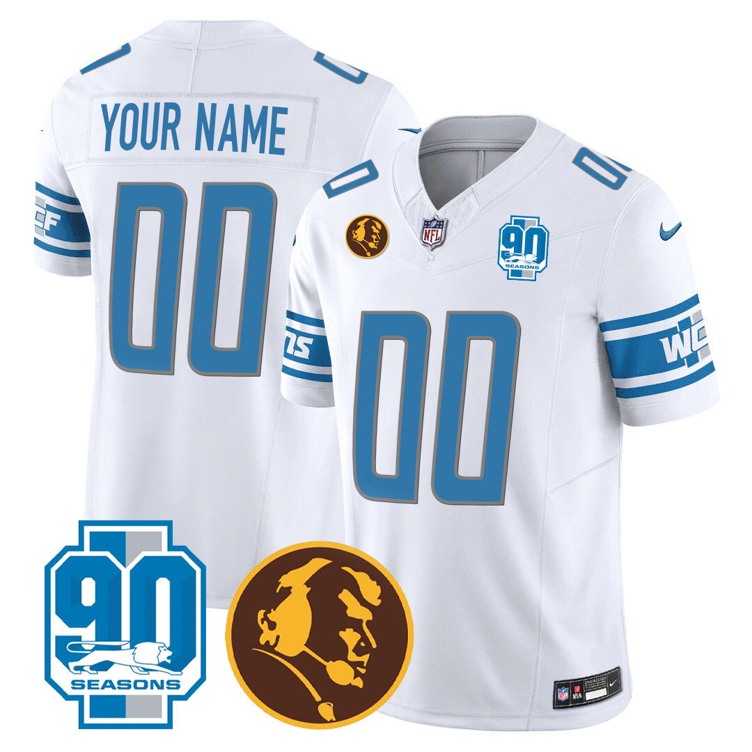 Detroit Lions 90th & John Madden Patch Custom Jersey - All Stitched - Image 4