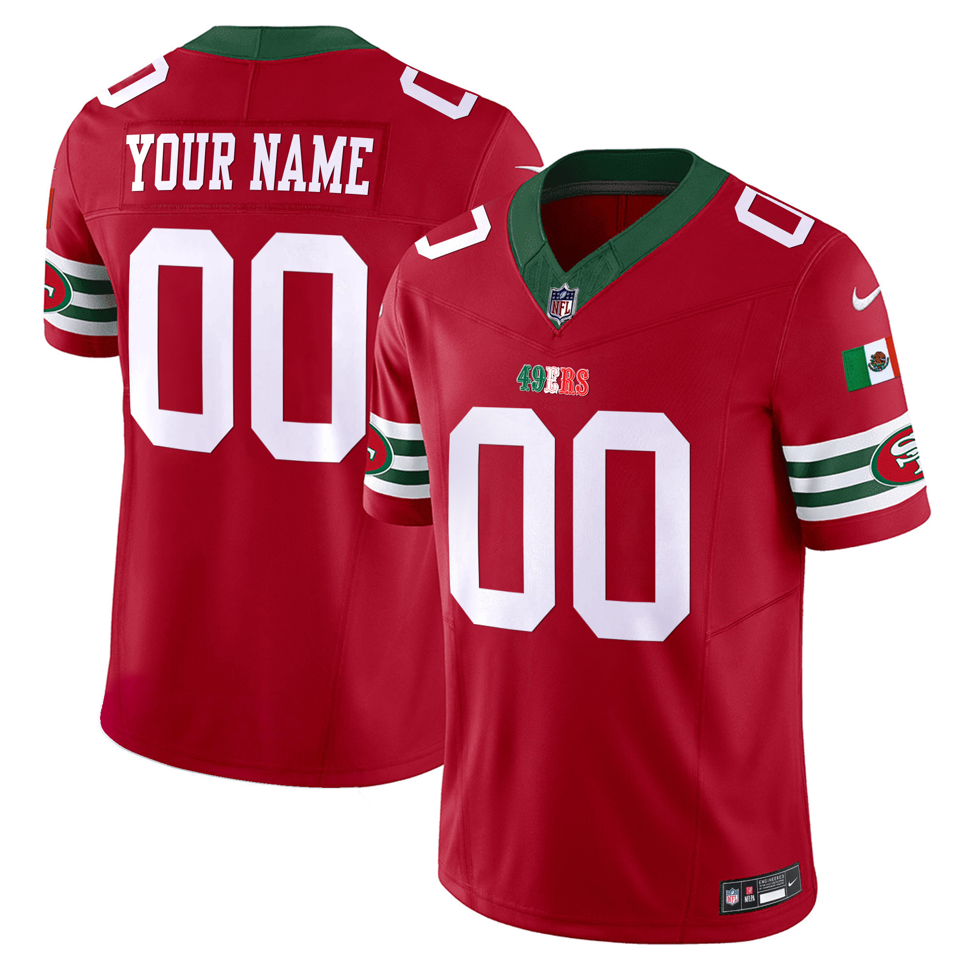 49ers Mexico Vapor Custom Jersey V2 - All Stitched - Image 2