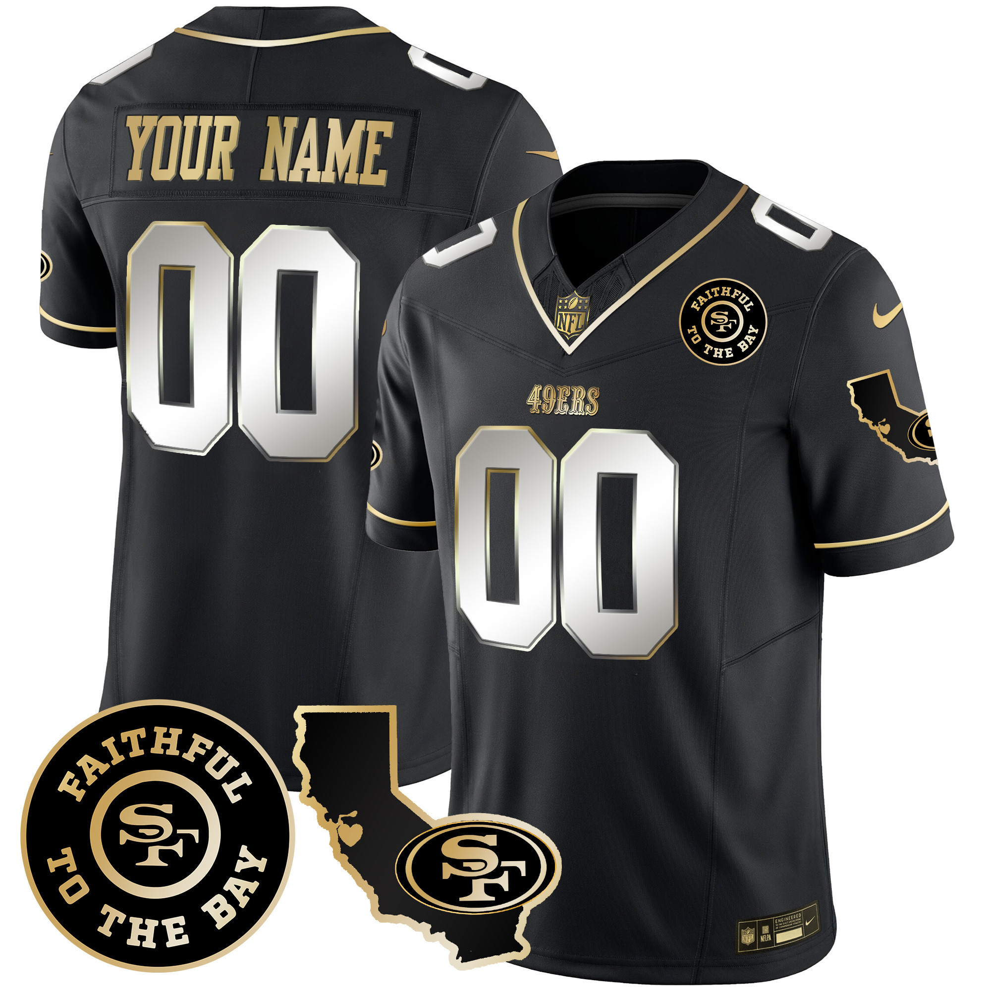 49ers Faithful & California Patch Vapor Custom Jersey - All Stitched - Image 4