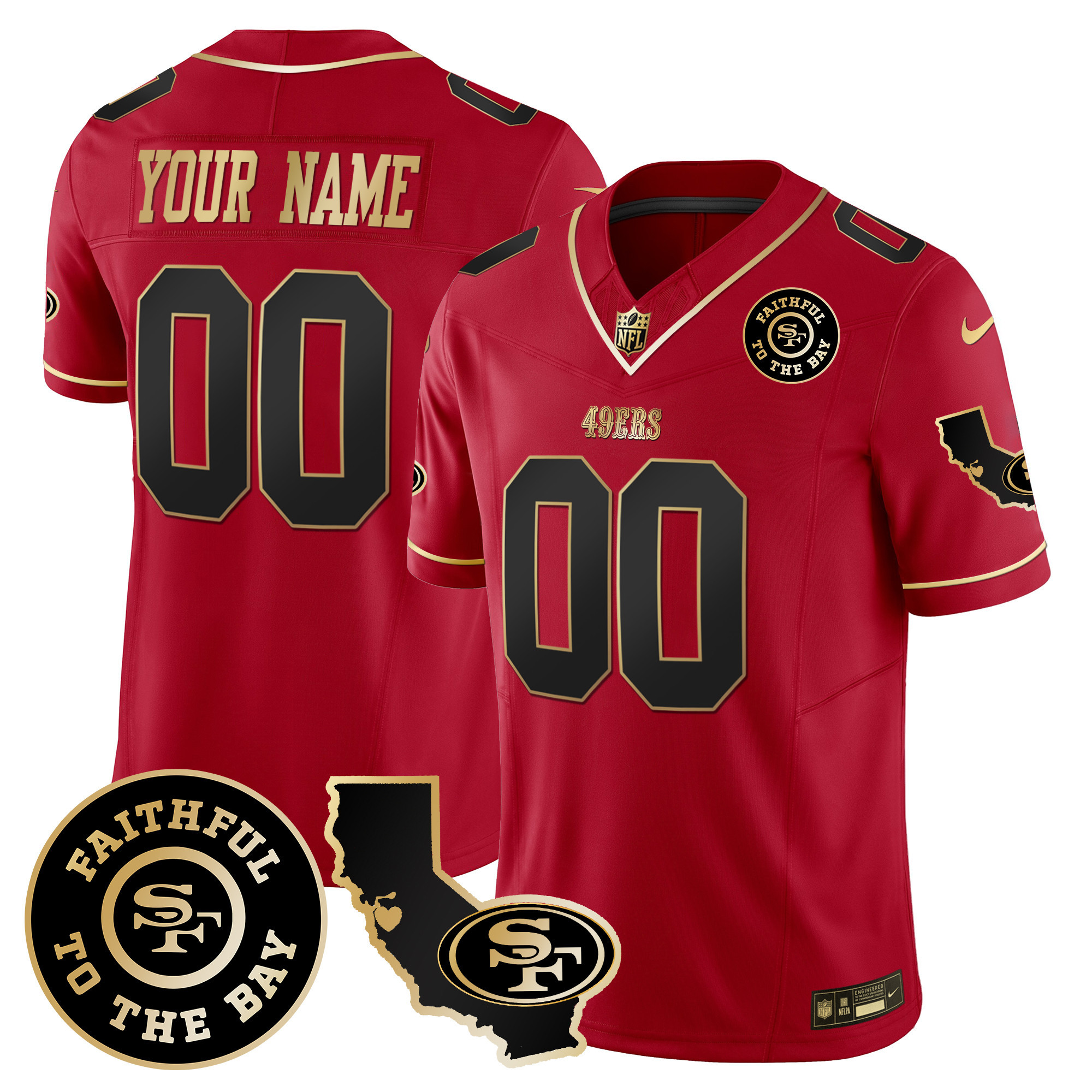 49ers Faithful & California Patch Vapor Custom Jersey - All Stitched - Image 3