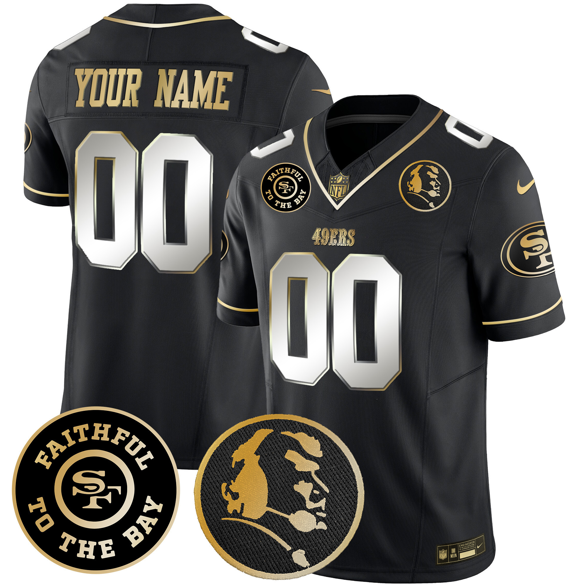 49ers Faithful & John Madden Patch Vapor Custom Jersey - All Stitched - Image 4