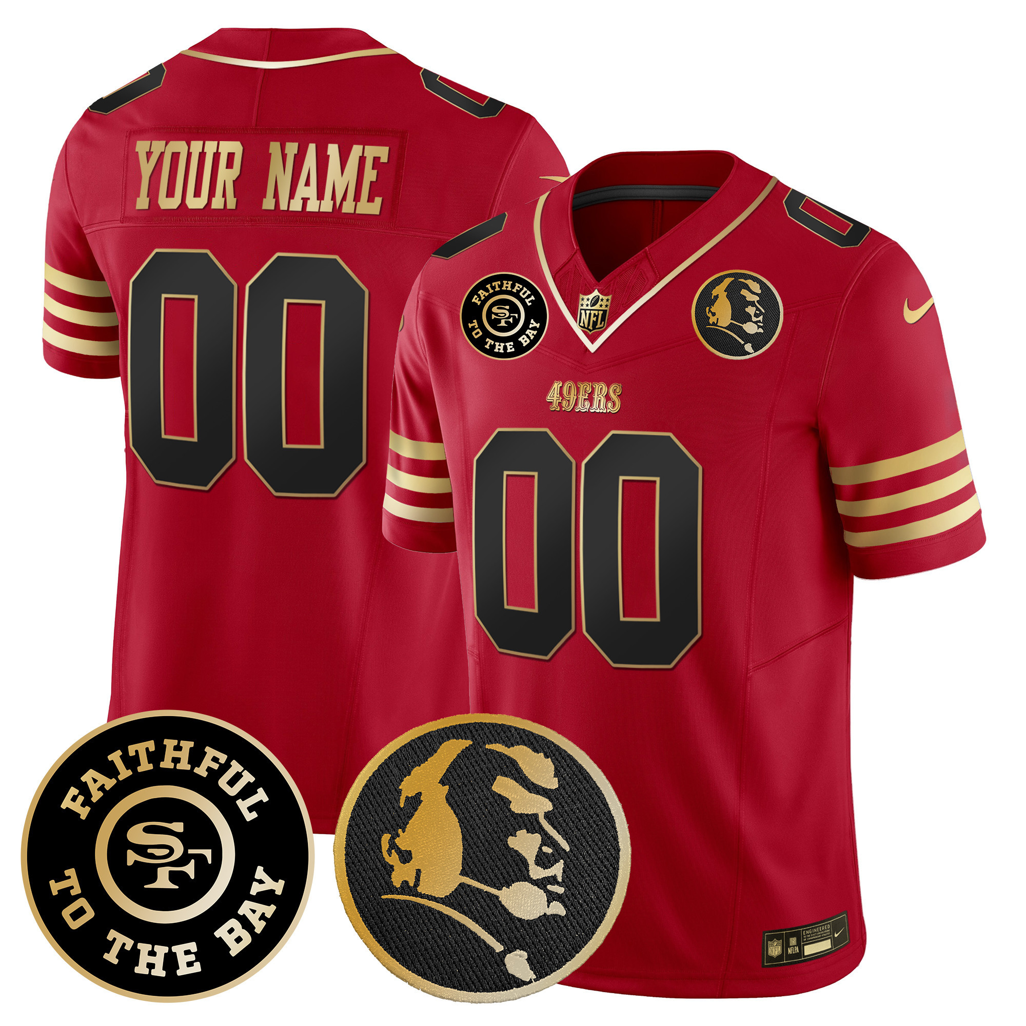 49ers Faithful & John Madden Patch Vapor Custom Jersey - All Stitched - Image 2