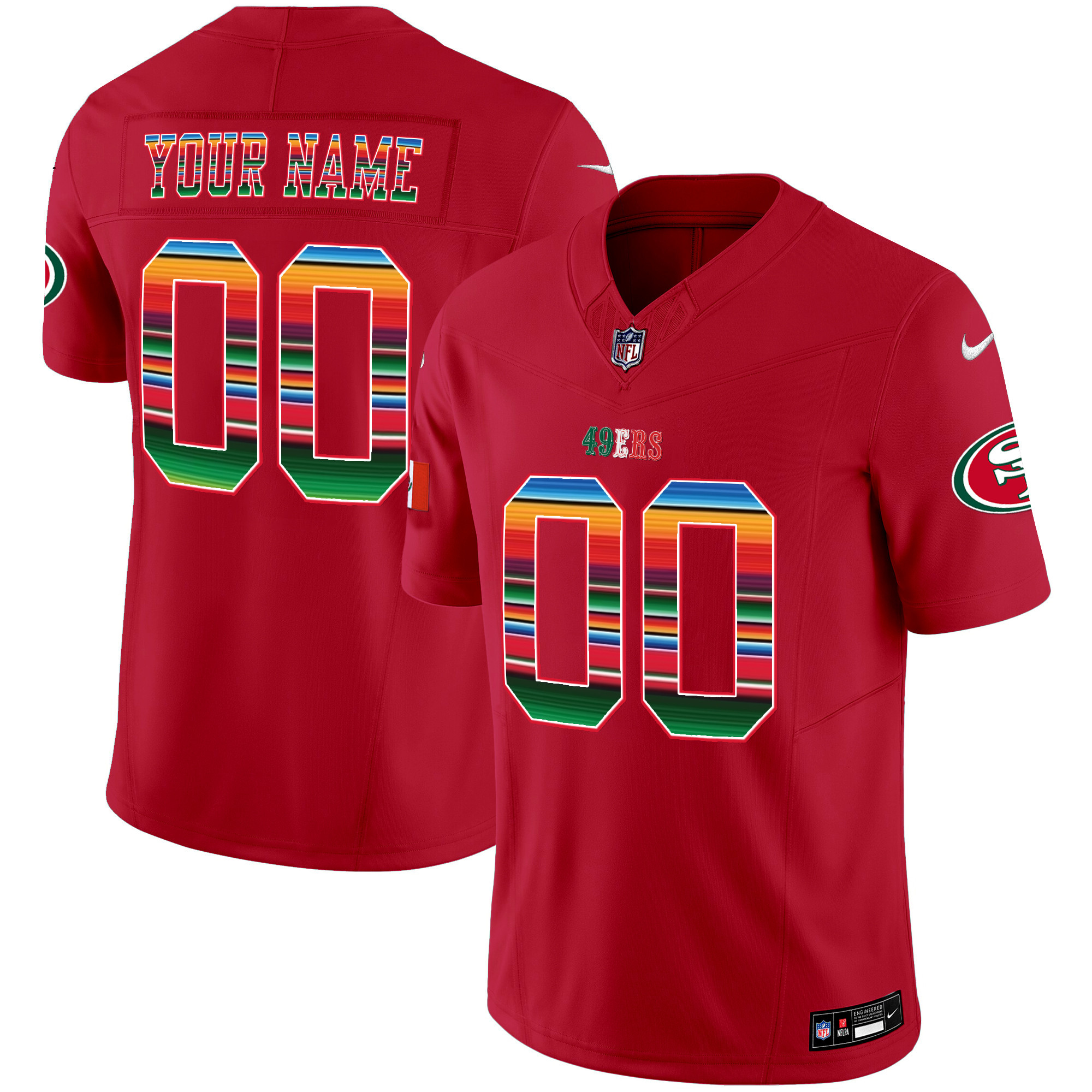 49ers Mexico Vapor Custom Jersey V3 - All Stitched - Image 2