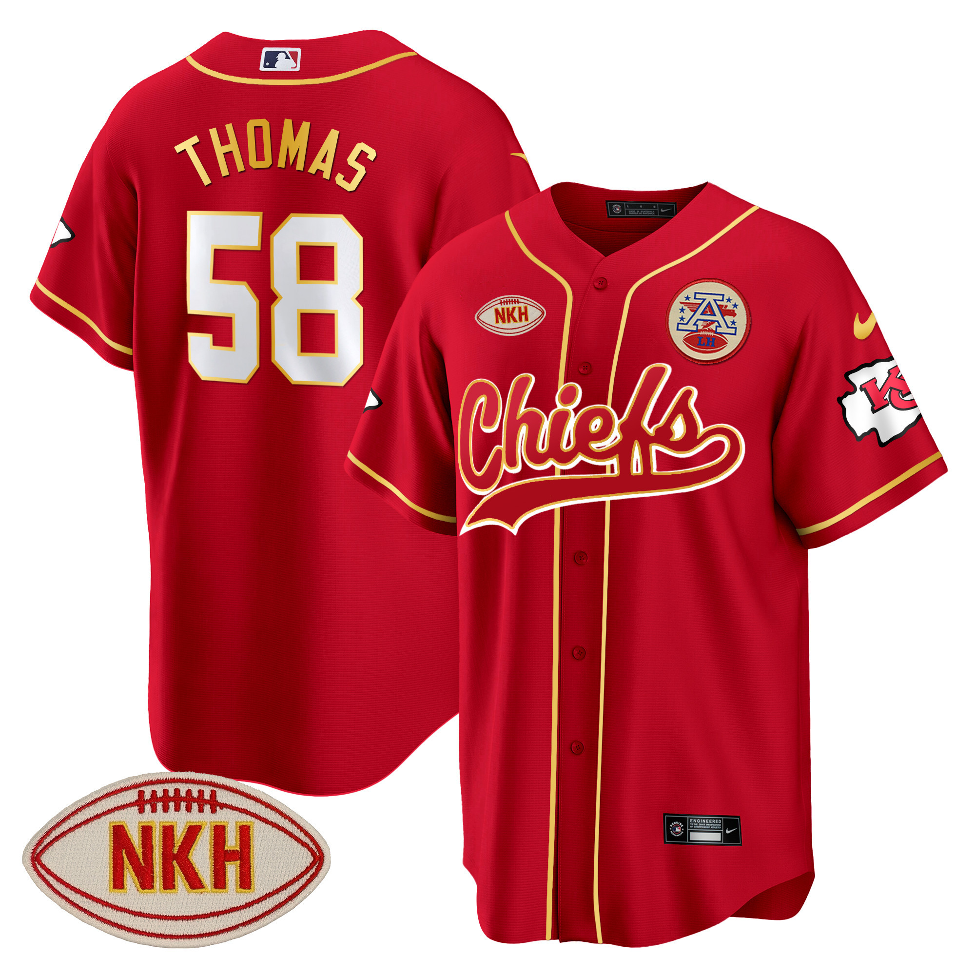 Men's Chiefs NKH Patch Baseball Jersey - All Stitched - Image 4