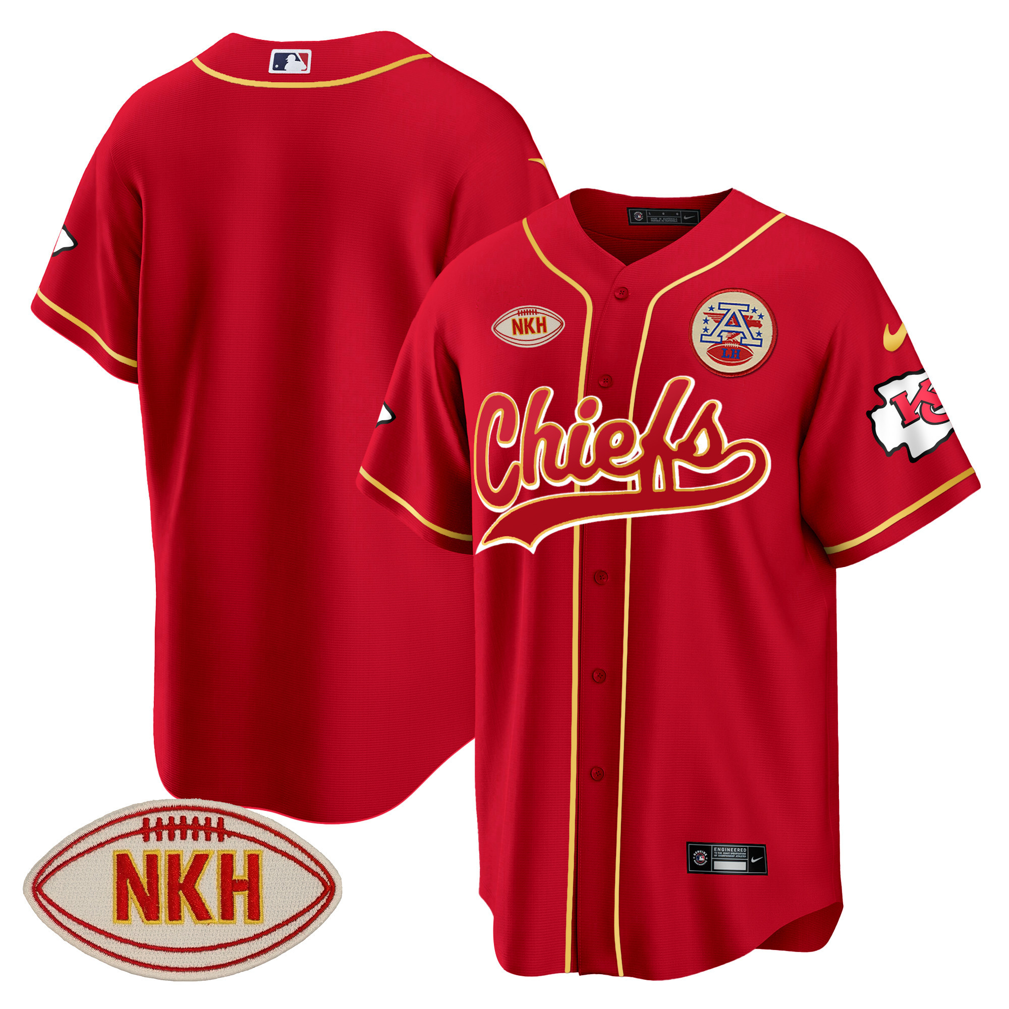 Men's Chiefs NKH Patch Baseball Jersey - All Stitched - Image 7