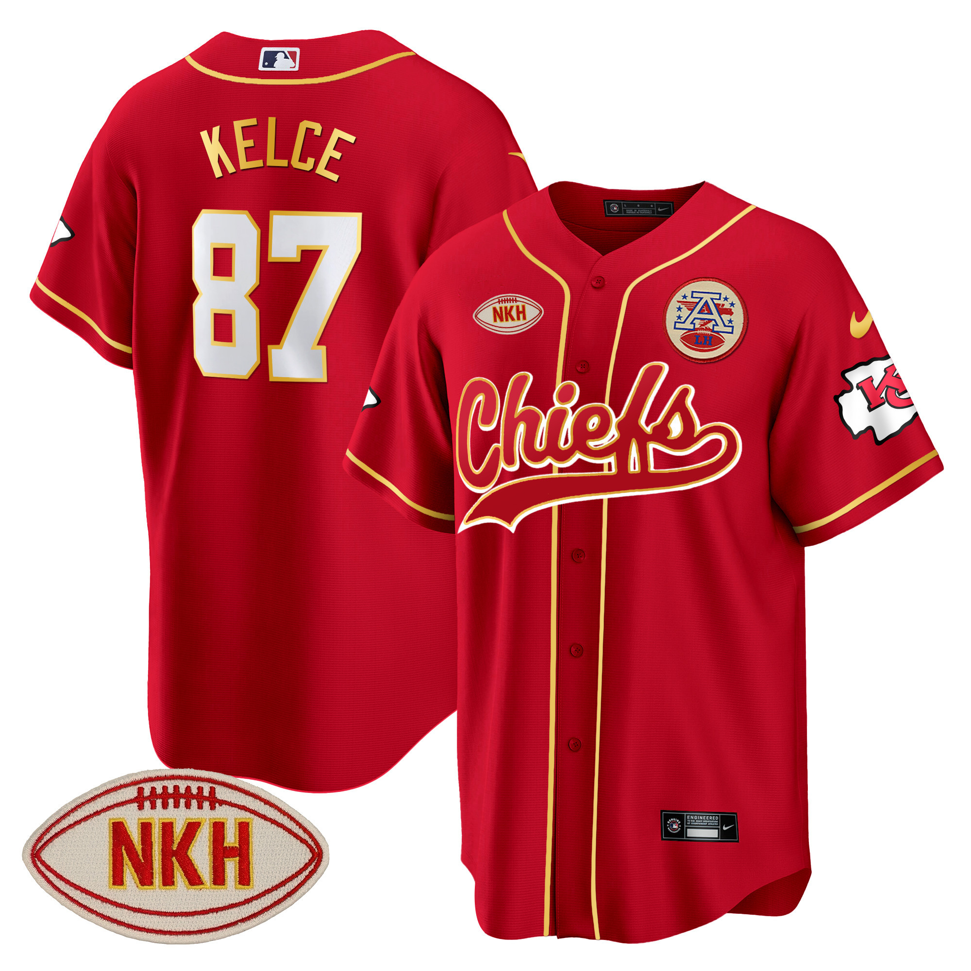 Men's Chiefs NKH Patch Baseball Jersey - All Stitched - Image 2