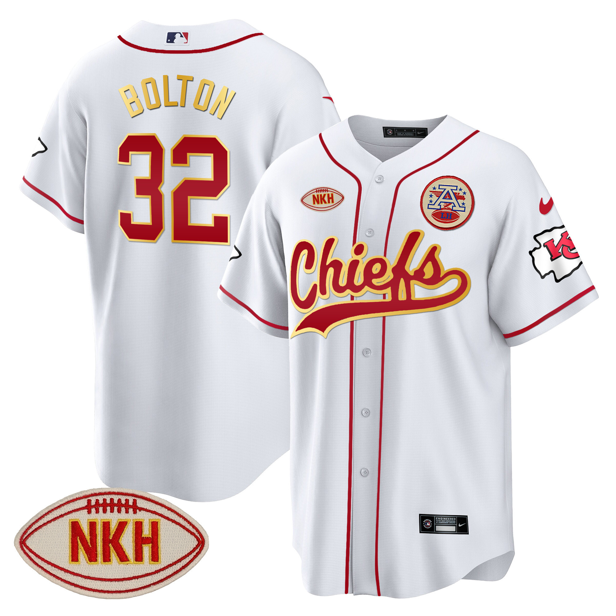Men's Chiefs NKH Patch Baseball Jersey - All Stitched - Image 10