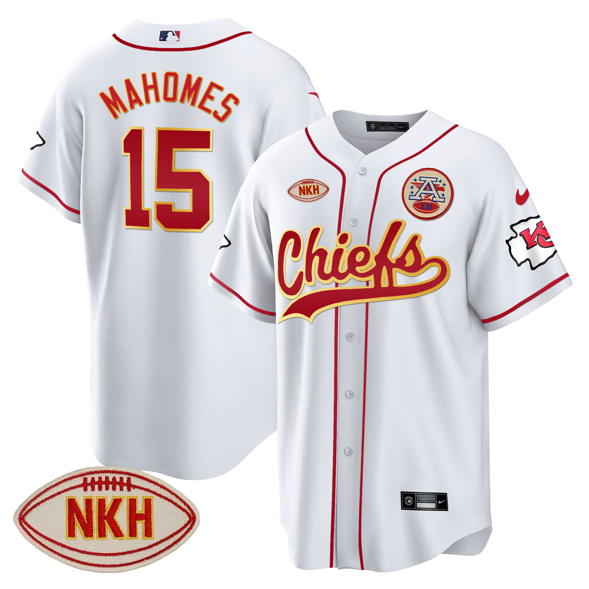 Men's Chiefs NKH Patch Baseball Jersey - All Stitched - Image 8