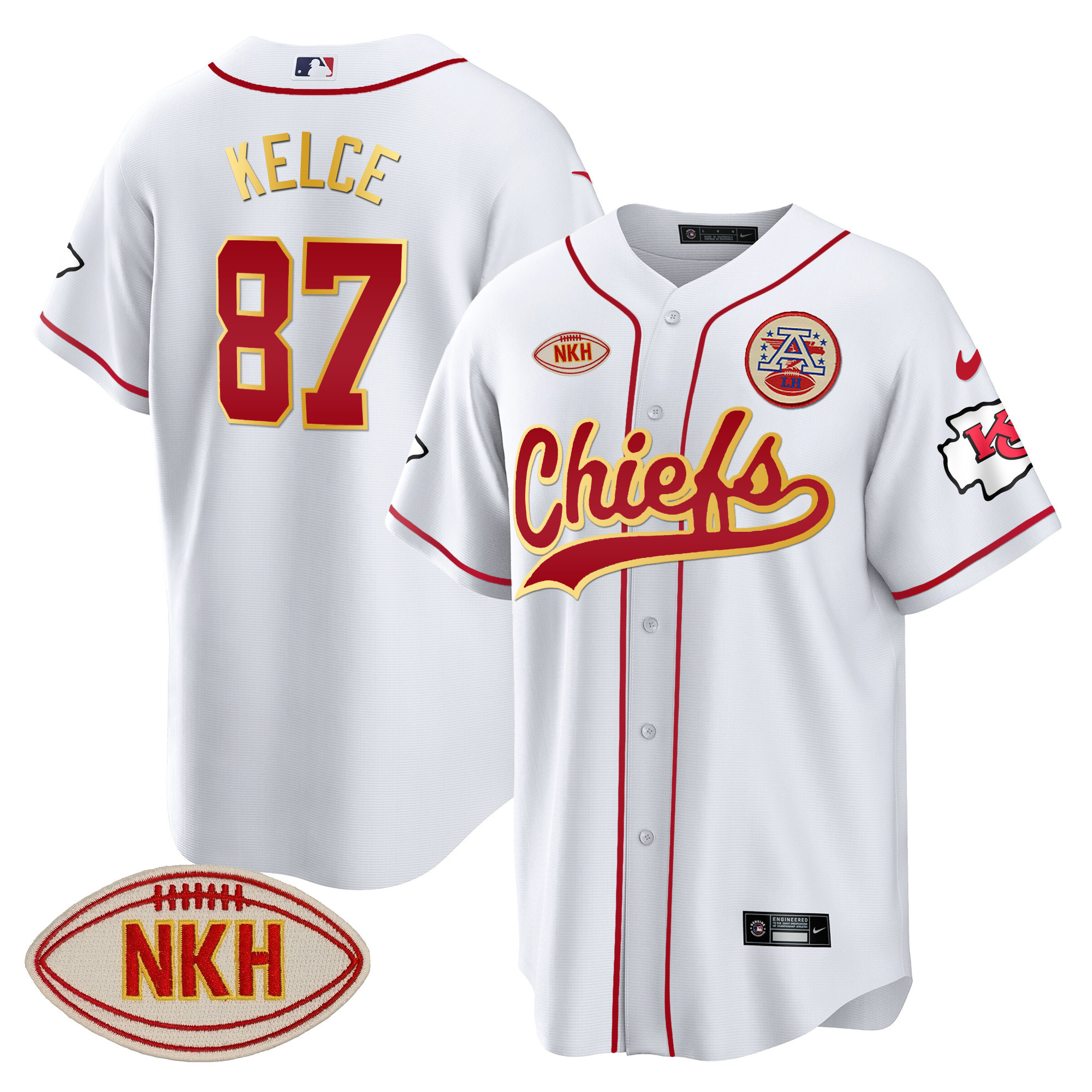 Men's Chiefs NKH Patch Baseball Jersey - All Stitched - Image 9