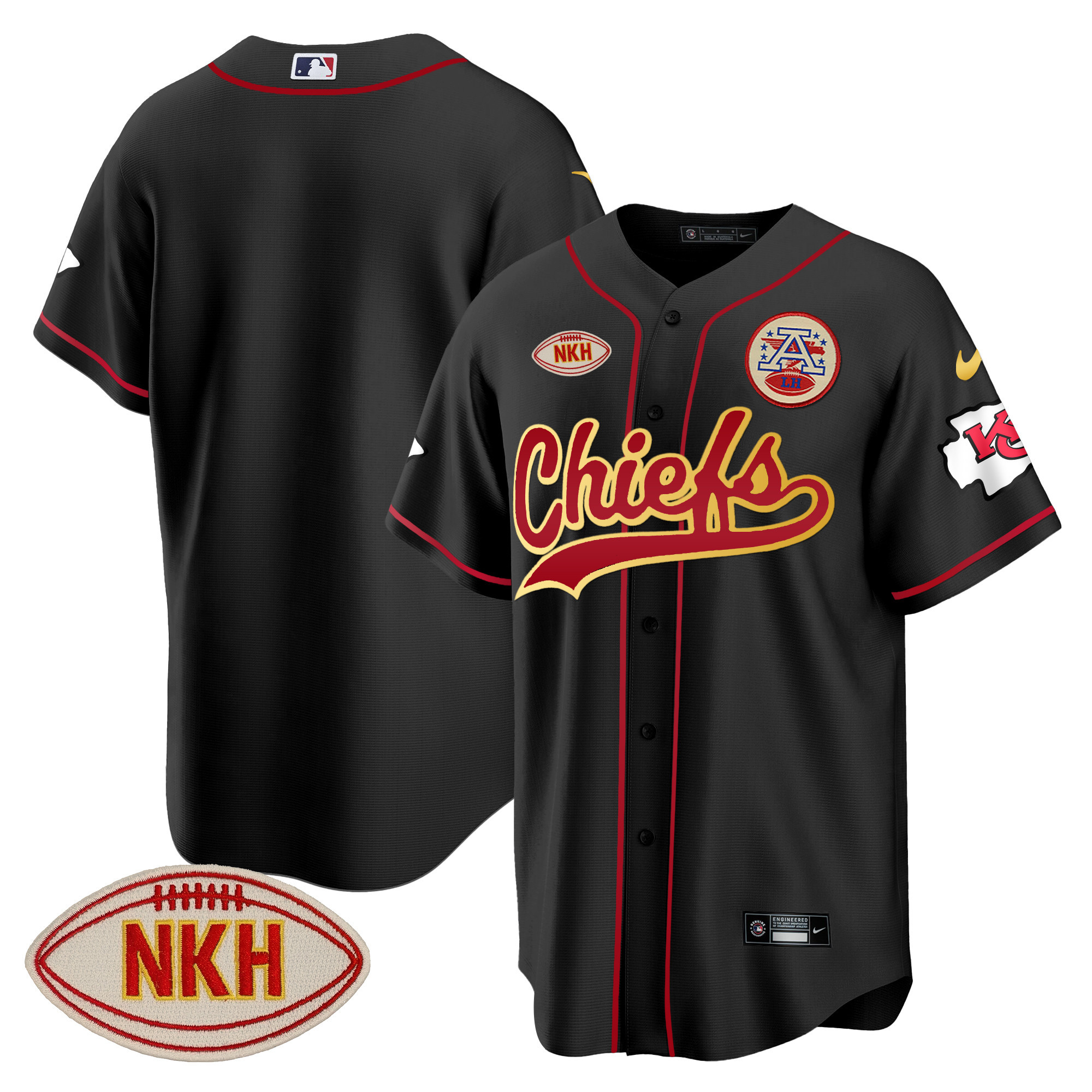 Men's Chiefs NKH Patch Baseball Jersey - All Stitched - Image 21