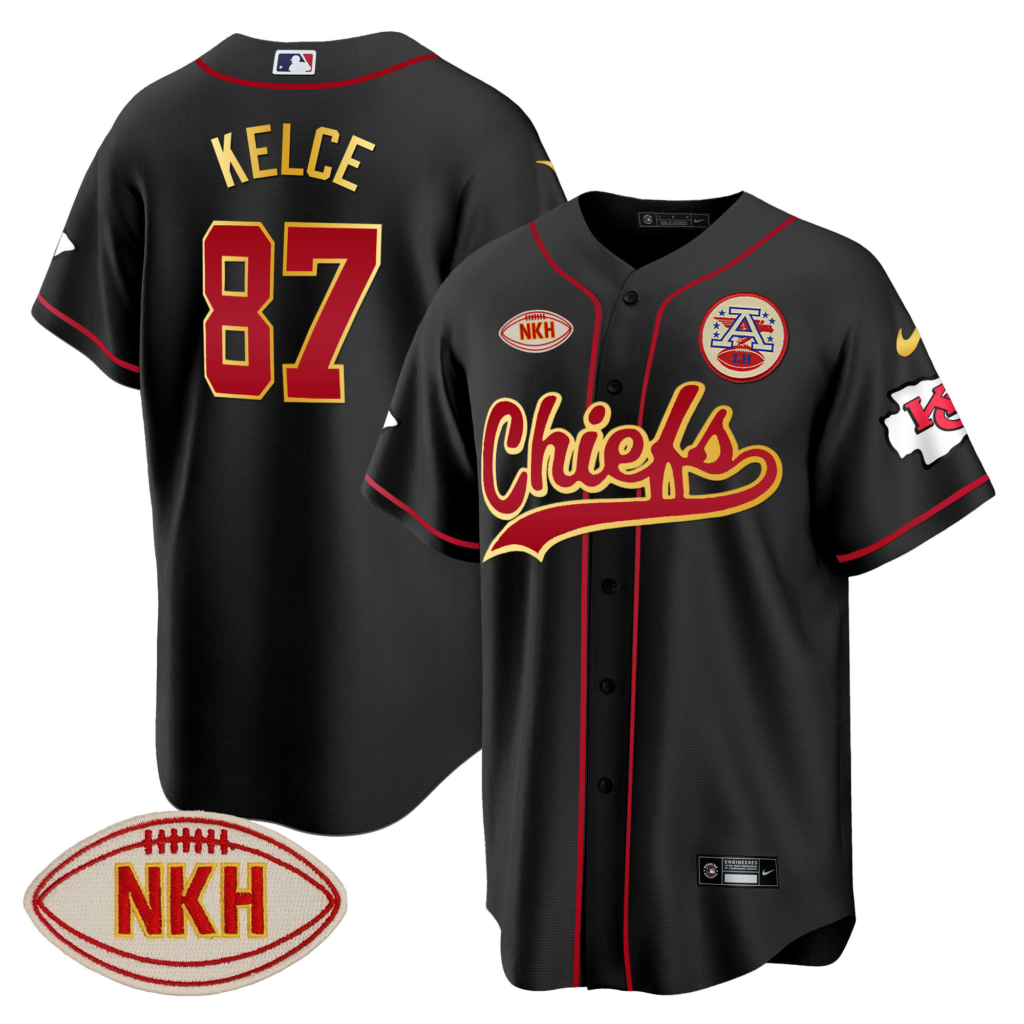 Men's Chiefs NKH Patch Baseball Jersey - All Stitched - Image 16