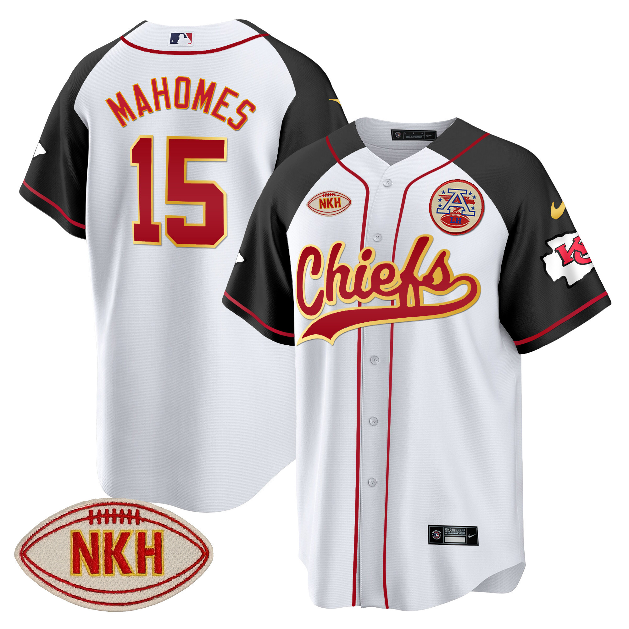 Men's Chiefs NKH Patch Baseball Jersey - All Stitched - Image 29