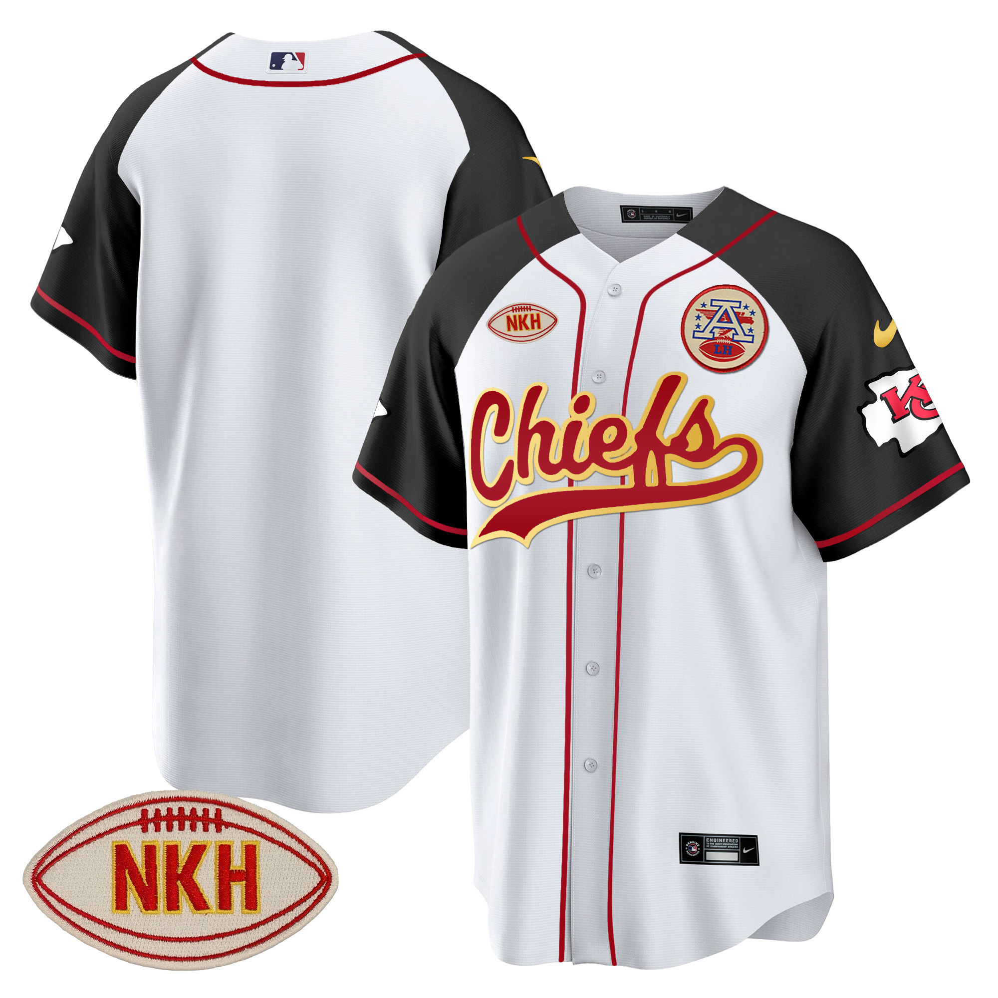 Men's Chiefs NKH Patch Baseball Jersey - All Stitched - Image 35