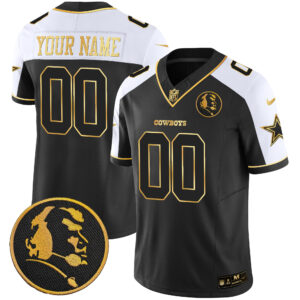 Cowboys John Madden Patch Gold Vapor Custom Jersey - All Stitched