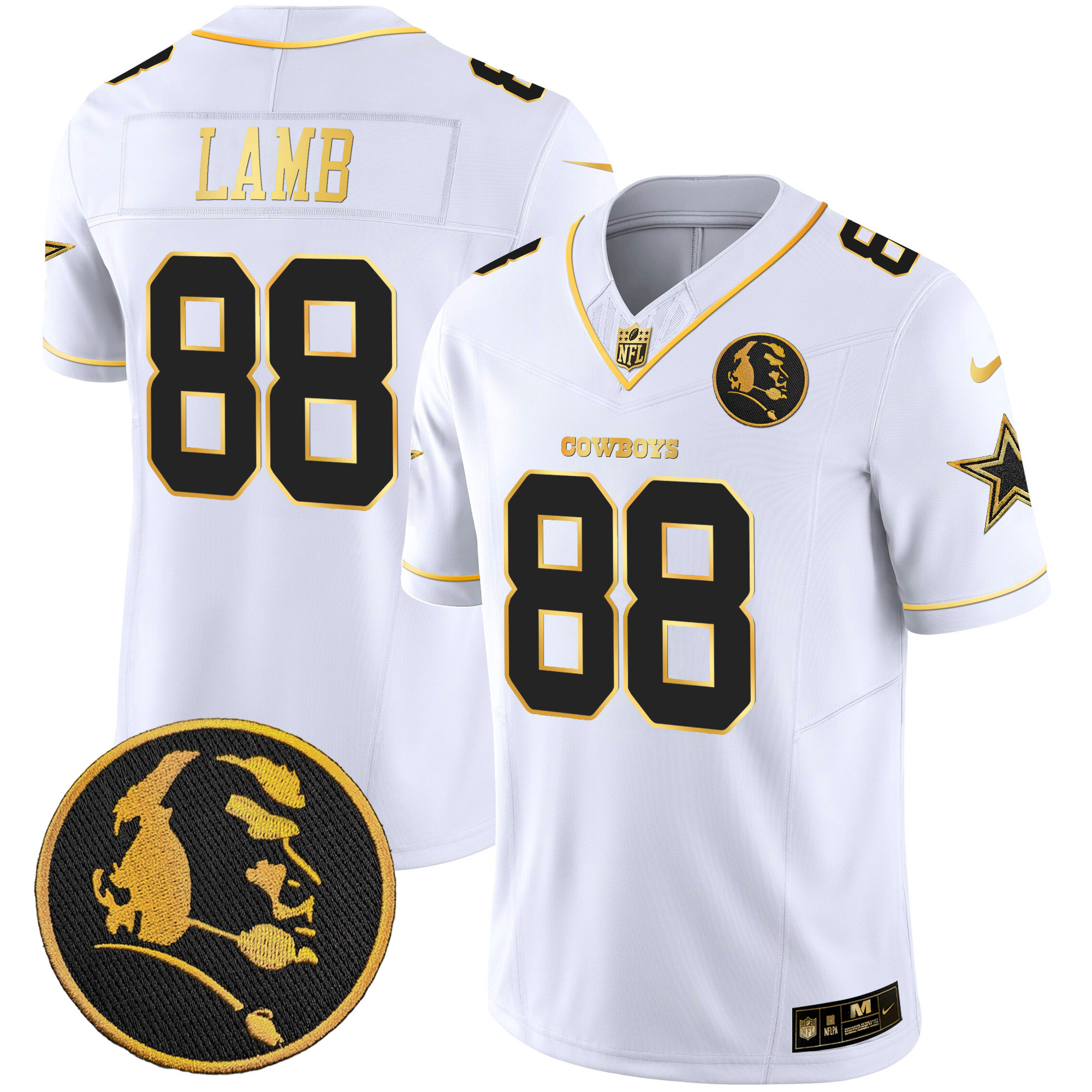 Men's Cowboys John Madden Patch Gold Vapor Jersey - All Stitched - Image 24