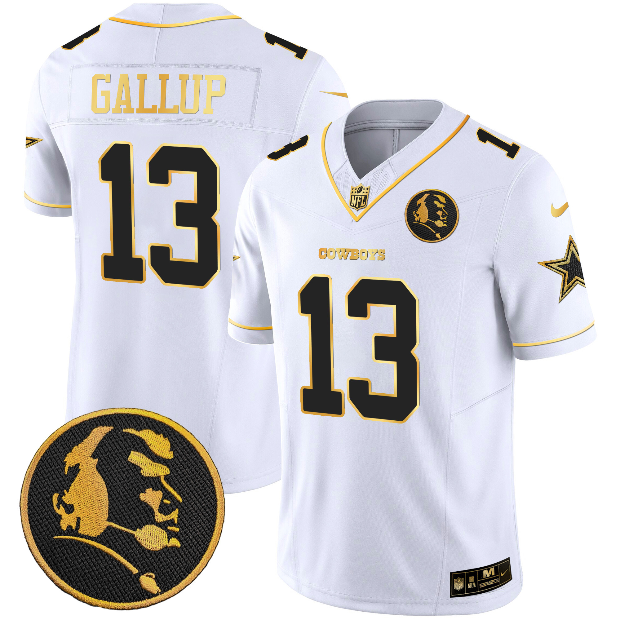 Men's Cowboys John Madden Patch Gold Vapor Jersey - All Stitched - Image 27