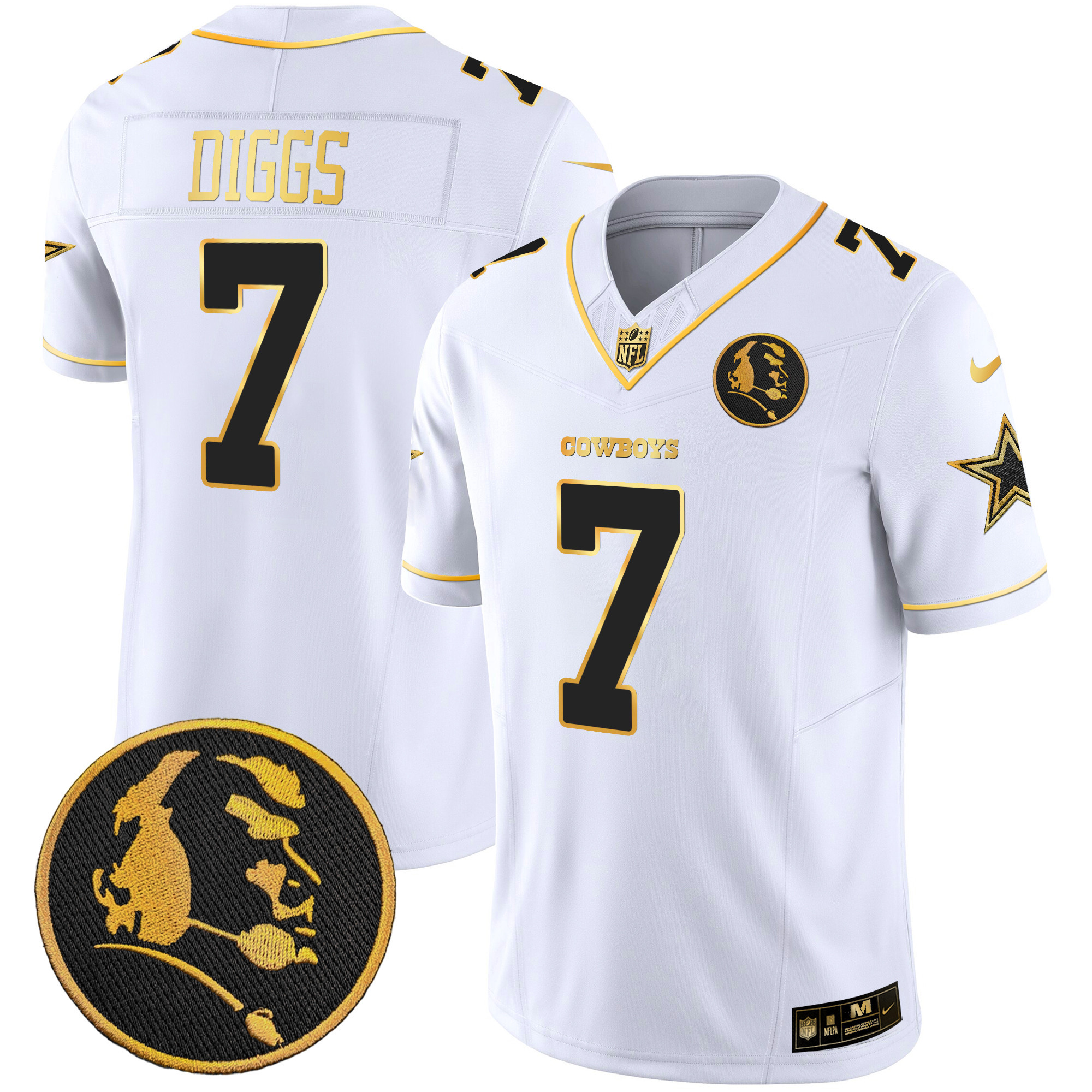 Men's Cowboys John Madden Patch Gold Vapor Jersey - All Stitched - Image 25