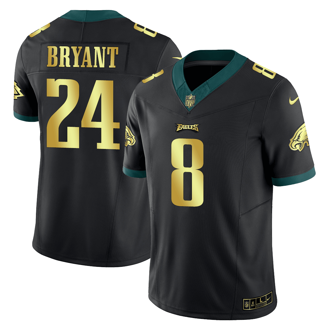 Men’s Philadelphia Eagles Kobe Bryant Black Gold Jersey - All Stitched
