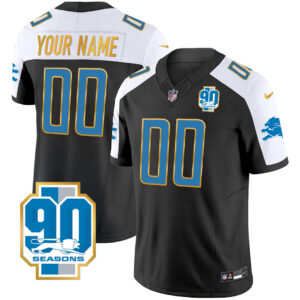 Detroit Lions 90th Year Patch Gold Trim Custom Jersey - All Stitched