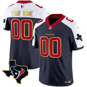 Houston Texans Gold Trim Vapor Custom Jersey - All Stitched