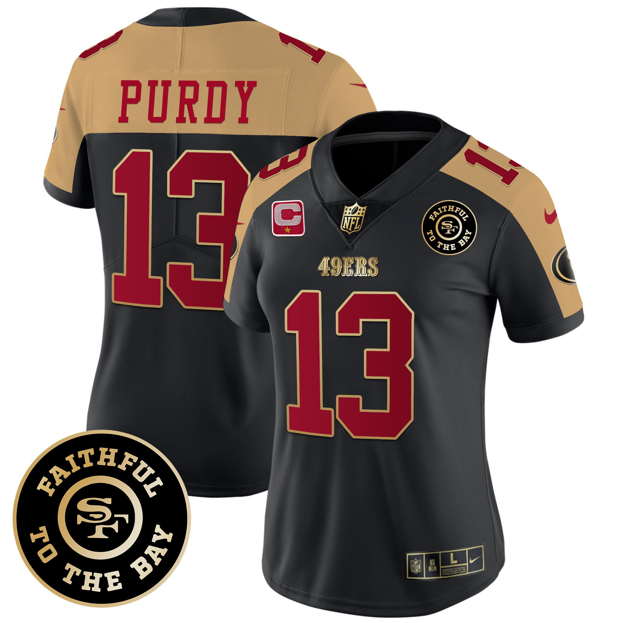 Women's 49ers Faithful To The Bay Patch Vapor Limited Jersey V7 - All Stitched - Image 3