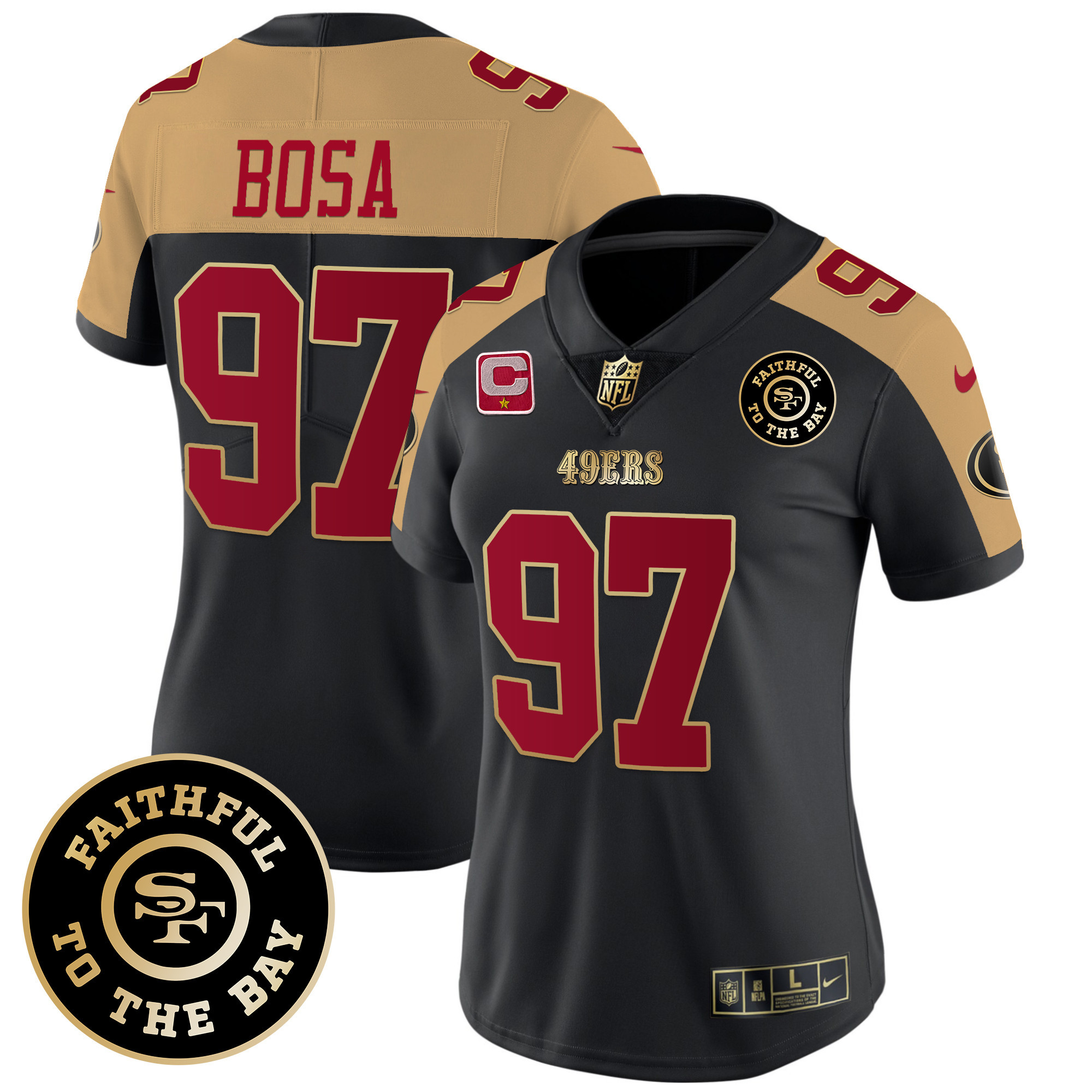 Women's 49ers Faithful To The Bay Patch Vapor Limited Jersey V7 - All Stitched - Image 7